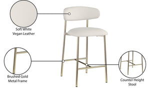 Meridian Furniture Lupita Vegan Leather Counter Stool with Metal Frame for Modern Kitchen Island or Bar Seating Off-White Style A 995White-C
