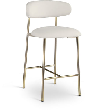 Meridian Furniture Lupita Vegan Leather Counter Stool with Metal Frame for Modern Kitchen Island or Bar Seating Off-White Style A 995White-C