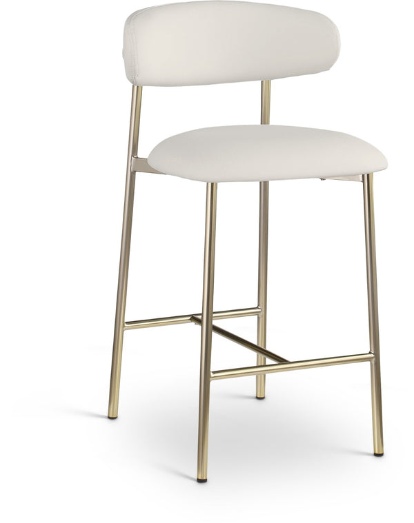 Meridian Furniture Lupita Vegan Leather Counter Stool with Metal Frame for Modern Kitchen Island or Bar Seating Off-White Style A 995White-C