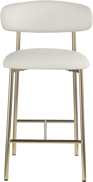 Meridian Furniture Lupita Vegan Leather Counter Stool with Metal Frame for Modern Kitchen Island or Bar Seating Off-White Style A 995White-C
