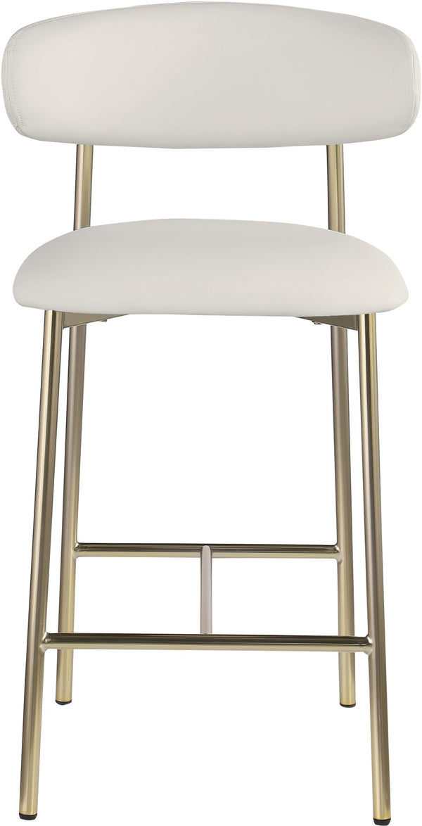 Meridian Furniture Lupita Vegan Leather Counter Stool with Metal Frame for Modern Kitchen Island or Bar Seating Off-White Style A 995White-C