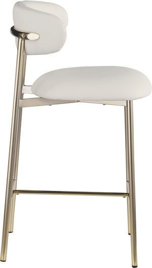 Meridian Furniture Lupita Vegan Leather Counter Stool with Metal Frame for Modern Kitchen Island or Bar Seating Off-White Style A 995White-C