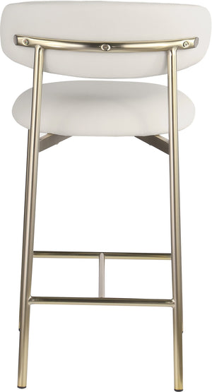Meridian Furniture Lupita Vegan Leather Counter Stool with Metal Frame for Modern Kitchen Island or Bar Seating Off-White Style A 995White-C