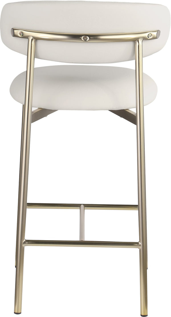 Meridian Furniture Lupita Vegan Leather Counter Stool with Metal Frame for Modern Kitchen Island or Bar Seating Off-White Style A 995White-C