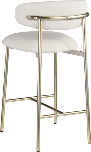 Meridian Furniture Lupita Vegan Leather Counter Stool with Metal Frame for Modern Kitchen Island or Bar Seating Off-White Style A 995White-C