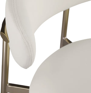 Meridian Furniture Lupita Vegan Leather Counter Stool with Metal Frame for Modern Kitchen Island or Bar Seating Off-White Style A 995White-C