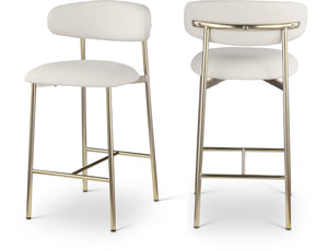 Meridian Furniture Lupita Vegan Leather Counter Stool with Metal Frame for Modern Kitchen Island or Bar Seating Off-White Style A 995White-C