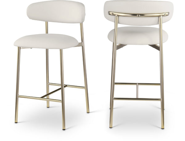 Meridian Furniture Lupita Vegan Leather Counter Stool with Metal Frame for Modern Kitchen Island or Bar Seating Off-White Style A 995White-C