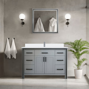 English Elm Dark Grey Bath Vanity 48" W X 22" D With White Quartz Top, Solid Wood, Soft-Close Storage Solution B2731P260605