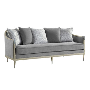 English Elm Fernando Chenille Sofa with Champagne Legs Pocket Coil Cushions and Five Throw Pillows B2726P433395