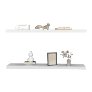 English Elm Floating Shelf Lyle Set of Two White Engineered Wood 47.2" Modern Space-Saving Display Shelf B092P245920