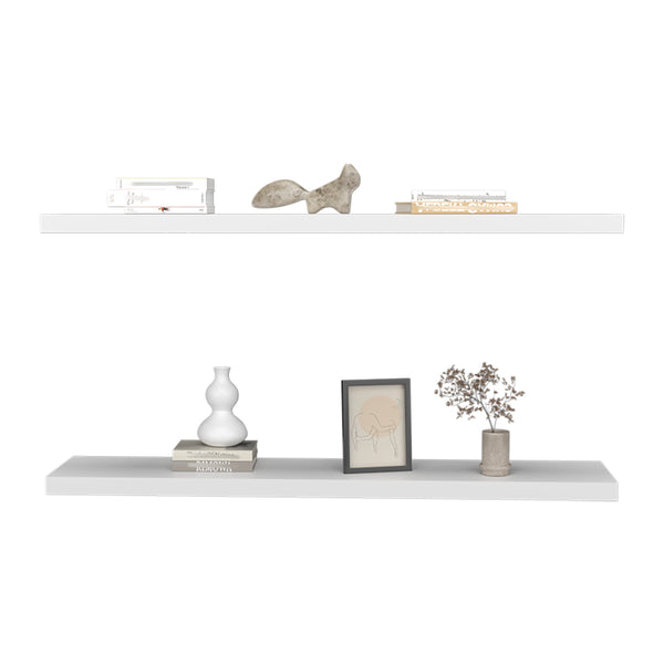 English Elm Floating Shelf Lyle Set of Two White Engineered Wood 47.2" Modern Space-Saving Display Shelf B092P245920