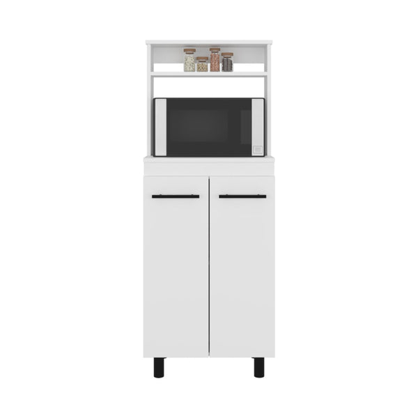English Elm Alani Slim White Kitchen Sideboard with Microwave Shelf and Two Door Storage Cabinet B200P474233