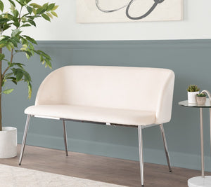 English Elm Bench Velvet Upholstered Glam Seating with Chrome Legs for Bedroom or Entryway B202P471366