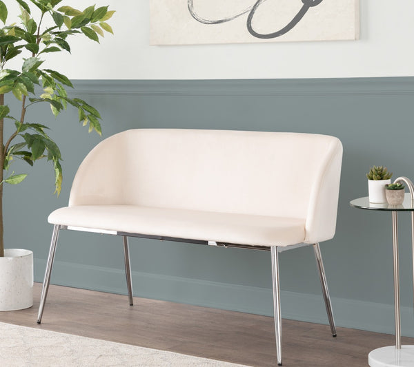 English Elm Bench Velvet Upholstered Glam Seating with Chrome Legs for Bedroom or Entryway B202P471366