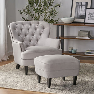 English Elm Christopher Knight Home® - Contemporary Light Grey Fabric Club Chair & Ottoman Set — Chic Durable Upholstery, 300lb Capacity, Versatile Accent Seat 59289.00