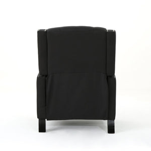 English Elm Classic Club Chair in Dark Grey Fabric with Birch Legs and Push Back Recline 61371.00
