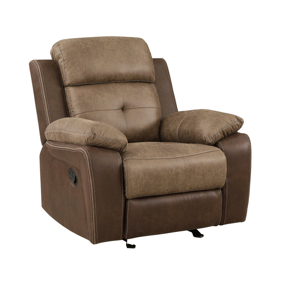English Elm Plush Brown Microfiber Glider Recliner Chair - Solid Wood Frame, Tufted Arms, Contoured Comfort B011P228560