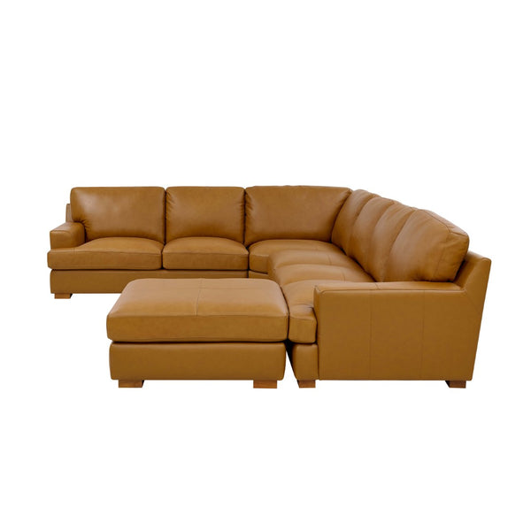 English Elm Leather Match Modular Sectional with Top-grain Upholstery and Flexible Open Plan Seating Ginger B2748S00030