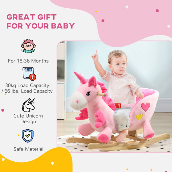 English Elm Qaba Plush Rocking Horse Toy with Galloping Sounds Sturdy Metal Frame for Toddlers W2225P217694