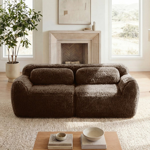 English Elm 2-seater Modular Cloud Sofa Plush Fluffy Sectional with Pillows for Living Room W714P380147