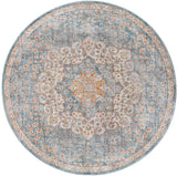 Unique Loom Newport Elms Machine Made Medallion Rug Blue, Ivory/Light Blue/Rust Red/Terracotta/Yellow/Pink 7' 1" x 7' 1"
