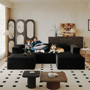 English Elm Modular Sectional Couches For Living Room – Plush Memory Foam, No Assembly, Flexible L-Shape Design! W3434S00019