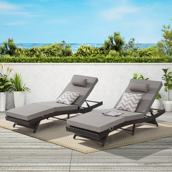 English Elm Outdoor Wicker Reclining Lounge Chair Set Of 2 – Adjustable, Weather-Resistant, Stylish Garden Relaxation W874P264717-GIGA