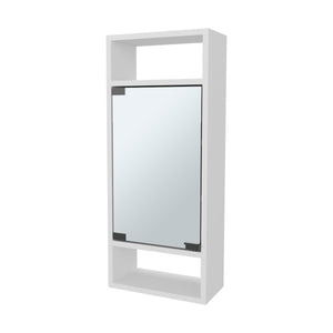 English Elm FM Pinedale Medicine Cabinet with Mirrored Door and Open Shelves, Wall-Mounted Scratch-Resistant Storage White 33.46 L x 16.93 W x 4.33 H B128P301386
