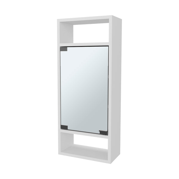 English Elm FM Pinedale Medicine Cabinet with Mirrored Door and Open Shelves, Wall-Mounted Scratch-Resistant Storage White 33.46 L x 16.93 W x 4.33 H B128P301386