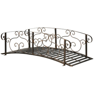 English Elm Outsunny 6' Decorative Metal Garden Bridge With Siderails – Elegant Arc Footbridge For Ponds & Streams W2225P217550-GIGA