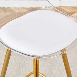 English Elm Modern White+Gold Upholstered Bar Chair with Metal Legs — Compact Water-Resistant PU Seating for Kitchen, Dining, Terrace (Easy Assembly) W1151P154368