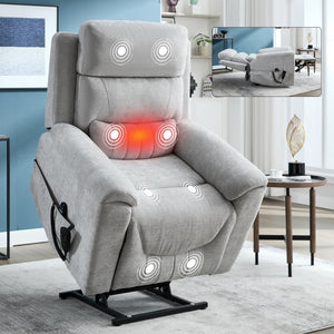 English Elm Dual Motor Power Lift Recliner with Massage Heat and Leatherair Upholstery 350 Lb W3224S00020