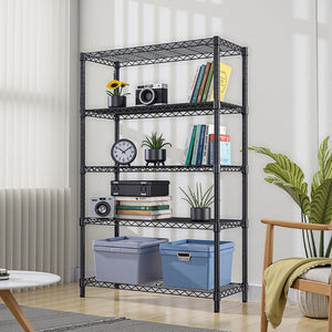 English Elm 1750 Lbs Carbon Steel Five Tier Wire Shelving Unit Heavy Duty Garage Storage Rack Black W5386P480703