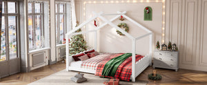 English Elm Queen House Frame Floor Bed Solid Pine Montessori Low Profile Kids Bedroom Light White W1580P387847