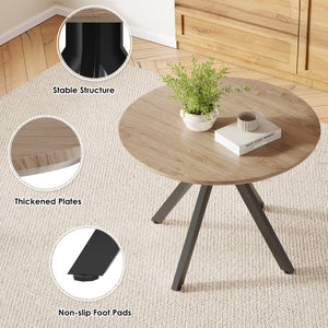 English Elm Dining Table Round Wood Top X Base Mid Century Modern Style Seats Four Compact T3623P411649