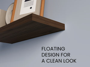 English Elm Ecco Dark Oak 31.5" Floating Shelves Set of 2 with Hidden Brackets, Sturdy Modern Wall Storage B070P351140