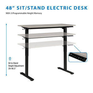OSP Home Furnishings Primo Electric Sit Stand Desk with Programmable Height Memory for Modern Home Offices PMO4823B-LG