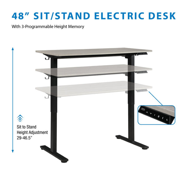 OSP Home Furnishings Primo Electric Sit Stand Desk with Programmable Height Memory for Modern Home Offices PMO4823B-LG