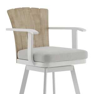 English Elm Hazel Outdoor Swivel Counterstool Powder Coated Aluminum Teak Accents Weather Resistant B2736P464819