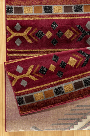 English Elm Tribes 5'3" X 7'3" Red Southwest Area Rug - Durable, Stylish, Kid & Pet-Friendly Design For Any Room B186P180985-GIGA