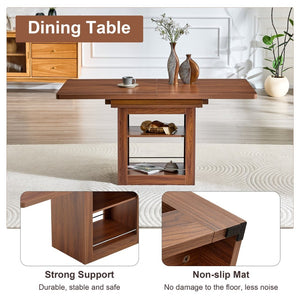 English Elm Expandable Walnut Dining Set with Six Upholstered Chairs for Modern Home Interiors W1151S04710