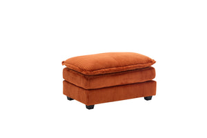 English Elm Corduroy Plush 2-Seat Sofa with 2 Back Cushions, Toss Pillows & Ottomans — Deep Seat Comfort Orange W2363S00066