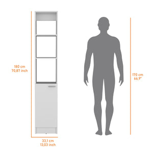English Elm Brenda Tall Linen Cabinet for Bathroom — Slim 70.87" Storage Tower with 1 Door, Hidden & Open Shelves, Modern Design White 46.07 L x 18.9 W x 5.12 H B128P189936