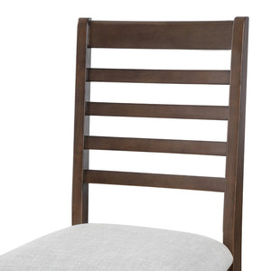 English Elm 2-piece Farmhouse Ladder Back Dining Chair Set Rubberwood Frame Upholstered Seat Kitchen Beige,Walnut N752P436724D