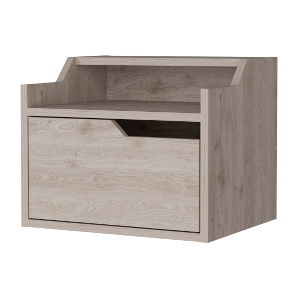 English Elm Florence Wall-Mounted Floating Nightstand with Drawer, Dual Shelves, Modern Storage in 5 Finishes B128P148916