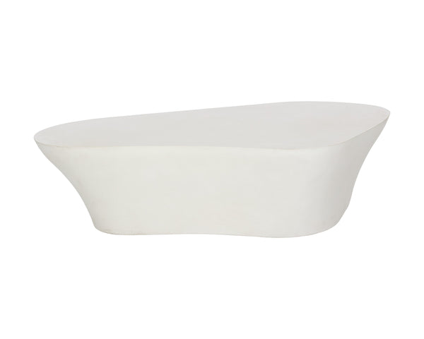 Sunpan Dali Coffee Table - Stunning White Concrete Design with Unique Curves for Indoor and Outdoor Elegance