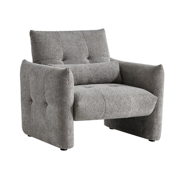 English Elm Ergonomic Tufted Velvet Accent Chair Solid Wood Frame with Lumbar Support Compact Seating Gray W1765P366981
