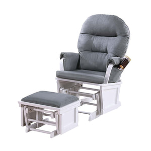 English Elm Glider Gray Microfiber Reclining Chair with Ottoman - Luxurious Smooth Gliding, Solid Wood Base, Pocket B011P375971