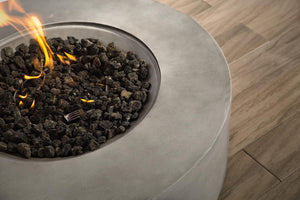 English Elm 12" Round Concrete Outdoor Fire Pit Table with Push Button Ignition Patio Ready B120P203734
